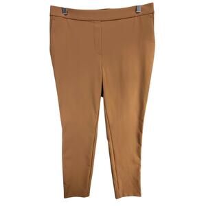 Theory Thaniel Kenett Slim Fit Pants 6 Tan Brown Pull On Stretch Office Modern